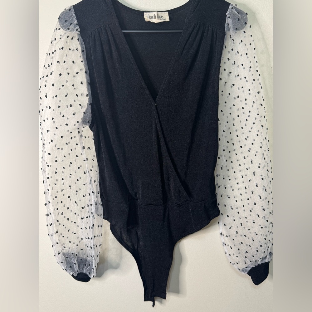 Black & White Sheer Sleeved Bodysuit